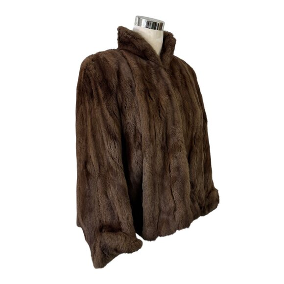 Rabbit Fur Cape Vintage 1940s Bernard Held Brown Fur Capelet Jacket Size ML - Picture 1 of 10